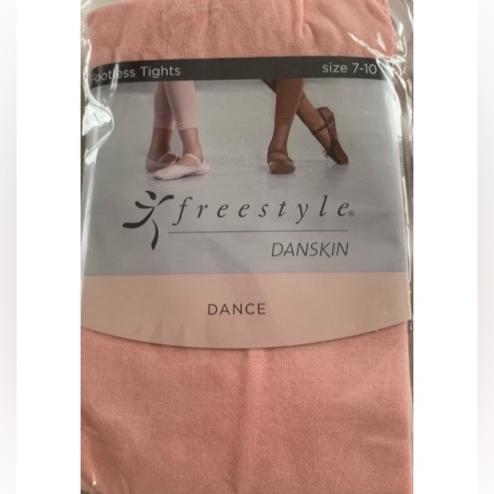 NWT Danskin Pink Freestyle Footless Ballet Dance Tights Size 7-10